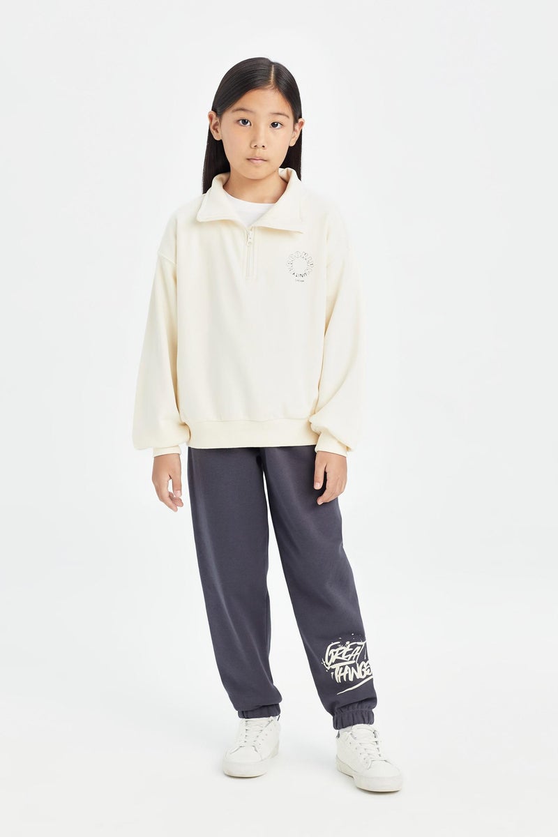 DeFacto Grey Girl Girl Printed Elastic Waist Jogger Sweatpants Casual - Image 3